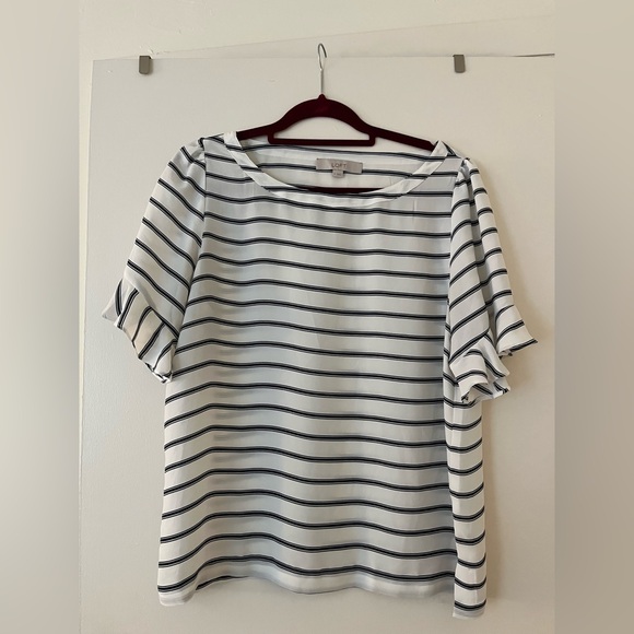 LOFT Tops - LOFT Women's Black and White Striped Blouse